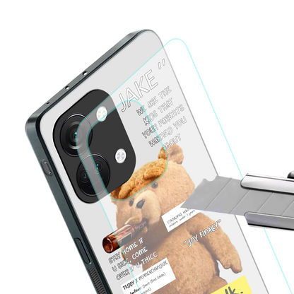 teddy back phone cover | glass case for oneplus nord 3