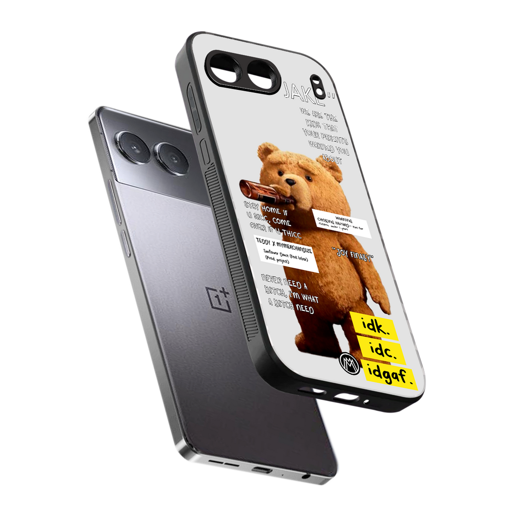 teddy back phone cover | glass case for oneplus nord 4