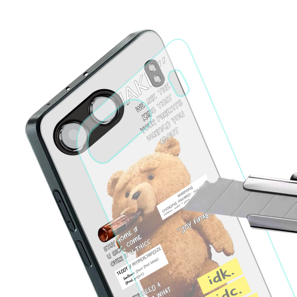 teddy back phone cover | glass case for oneplus nord 4