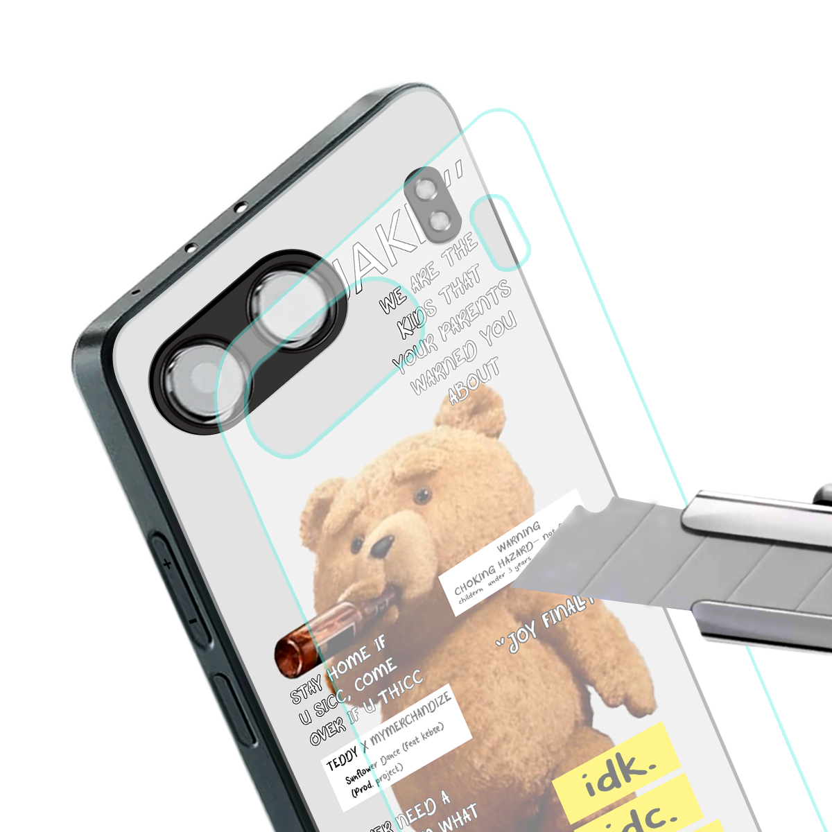 teddy back phone cover | glass case for oneplus nord 4