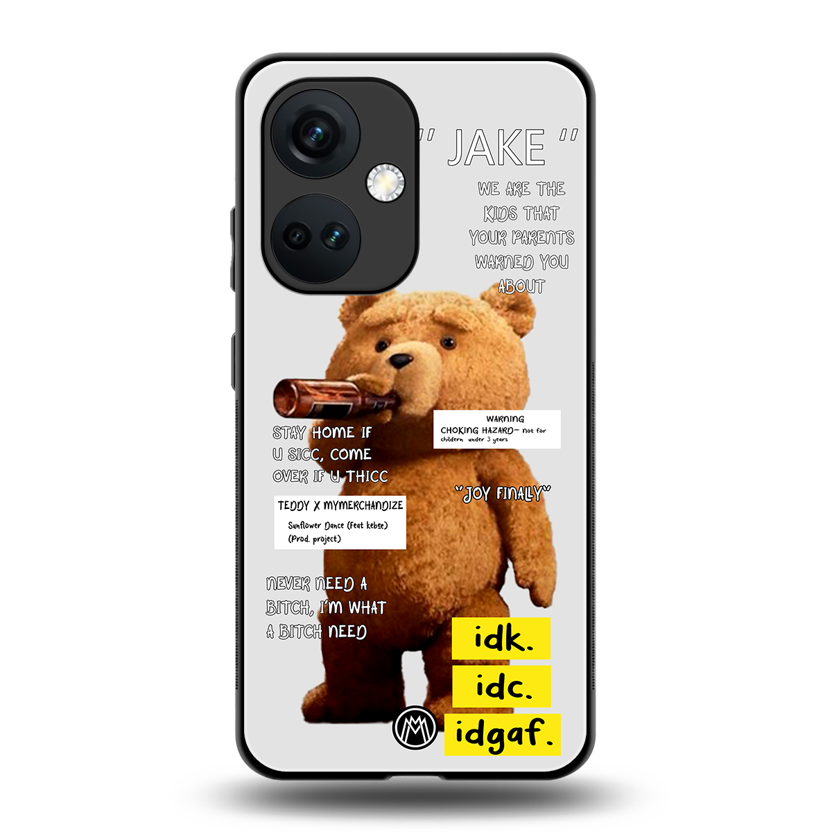 teddy back phone cover | glass case for oneplus nord ce 3