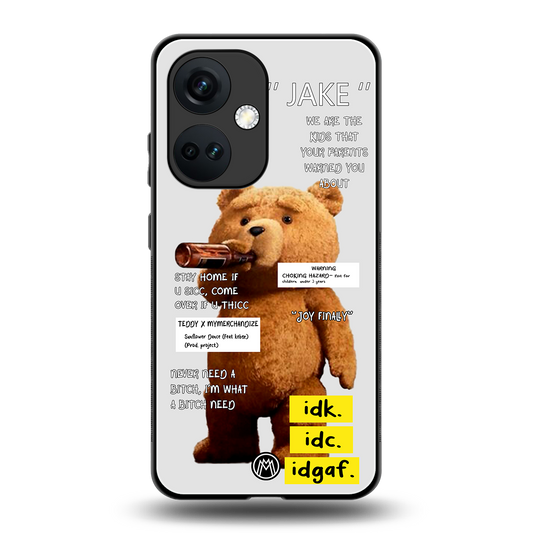 teddy back phone cover | glass case for oneplus nord ce 3