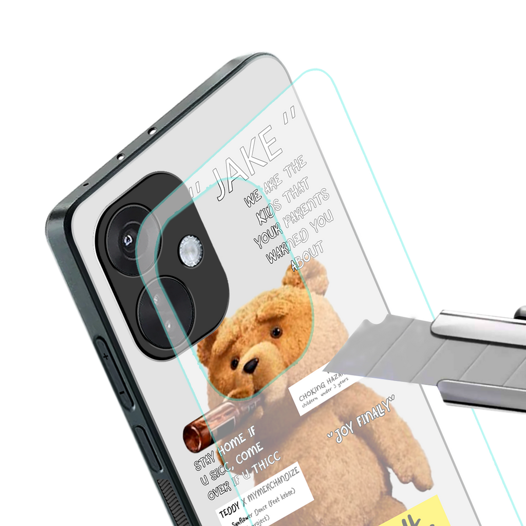 teddy back phone cover | glass case for oneplus nord ce 3