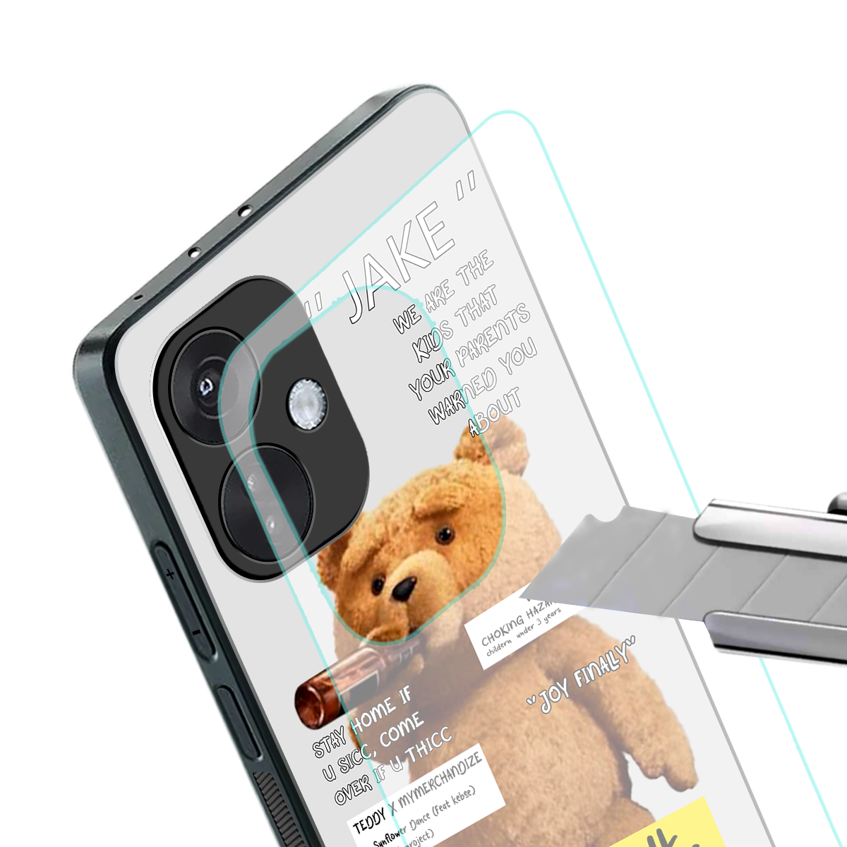 teddy back phone cover | glass case for oneplus nord ce 3