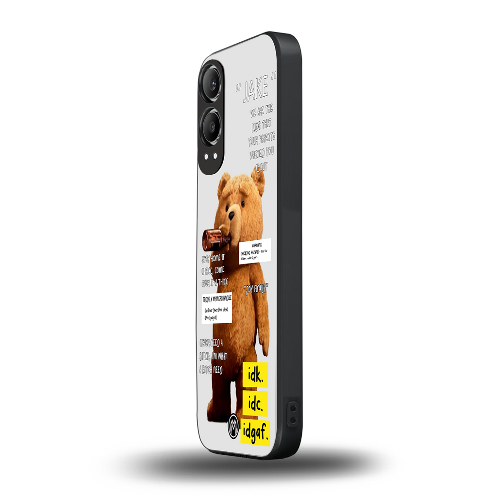 teddy back phone cover | glass case for oneplus nord ce 4 lite