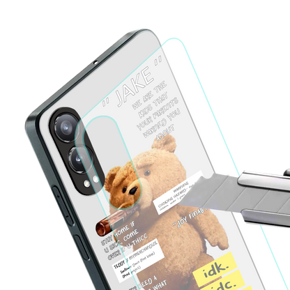 teddy back phone cover | glass case for oneplus nord ce 4 lite