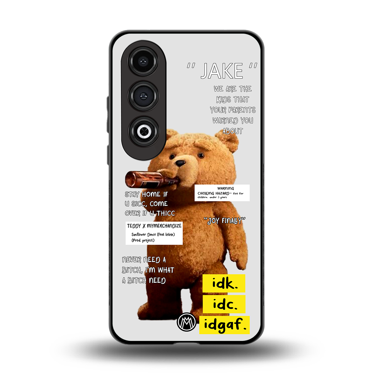 teddy back phone cover | glass case for oneplus nord ce 4