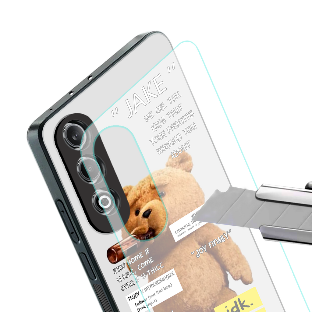 teddy back phone cover | glass case for oneplus nord ce 4