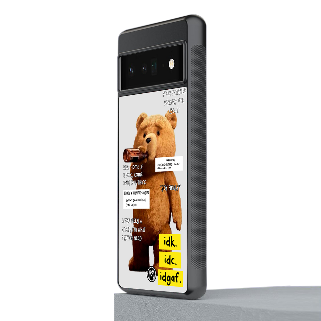 teddy back phone cover | glass case for google pixel 6 pro