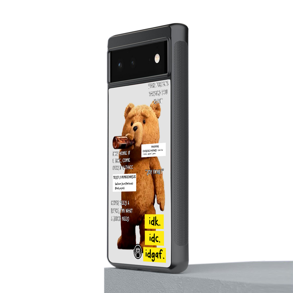 teddy back phone cover | glass case for google pixel 6