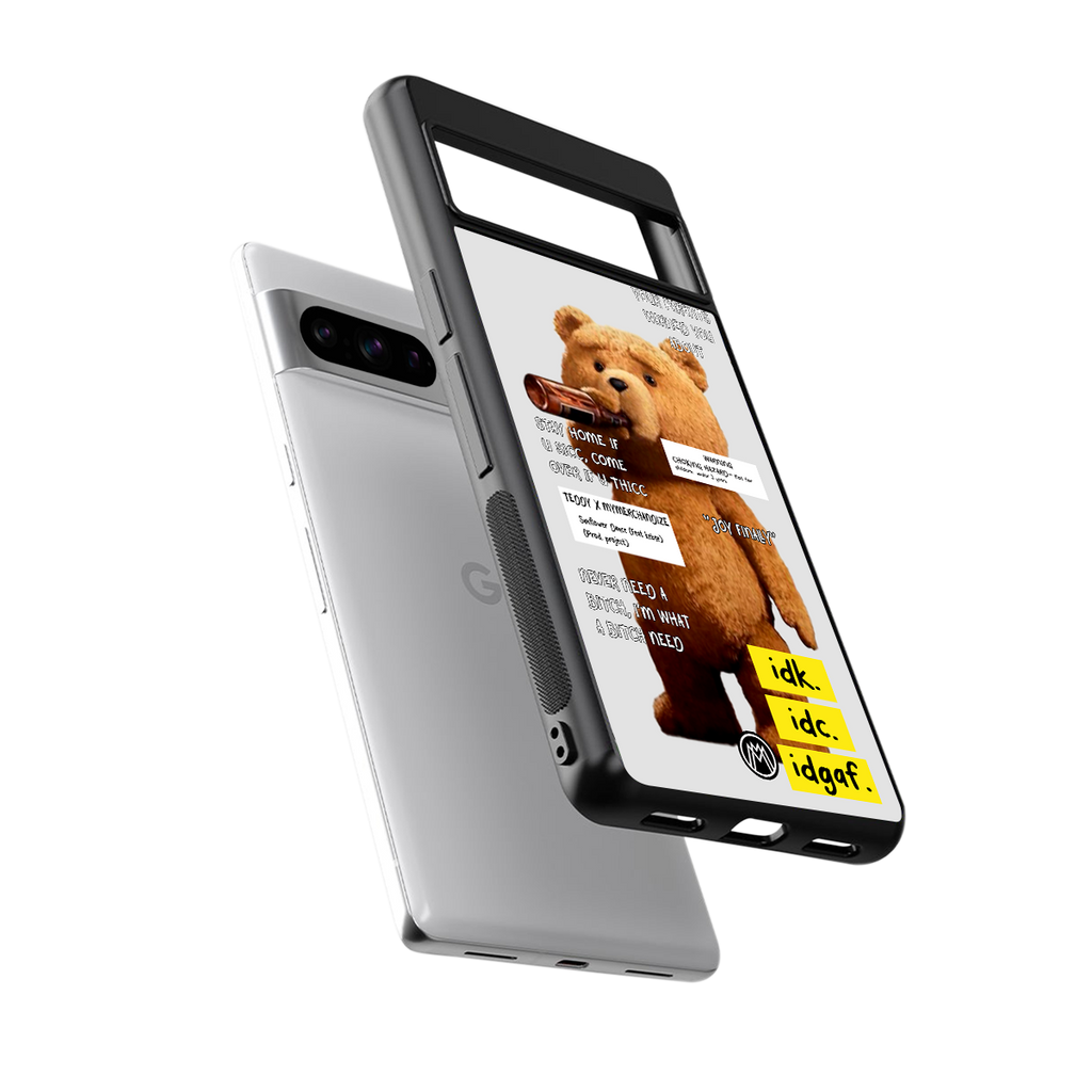 teddy back phone cover | glass case for google pixel 8 pro