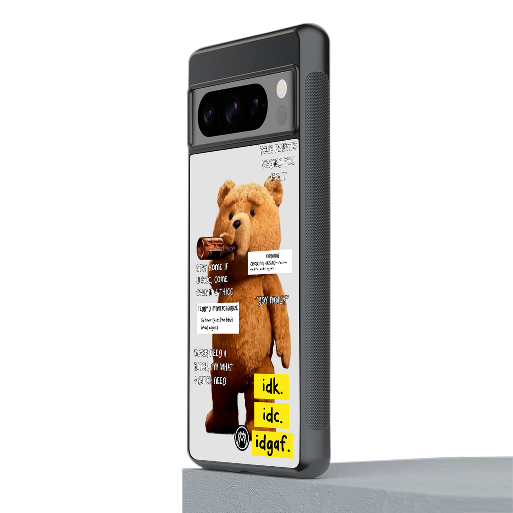 teddy back phone cover | glass case for google pixel 8 pro