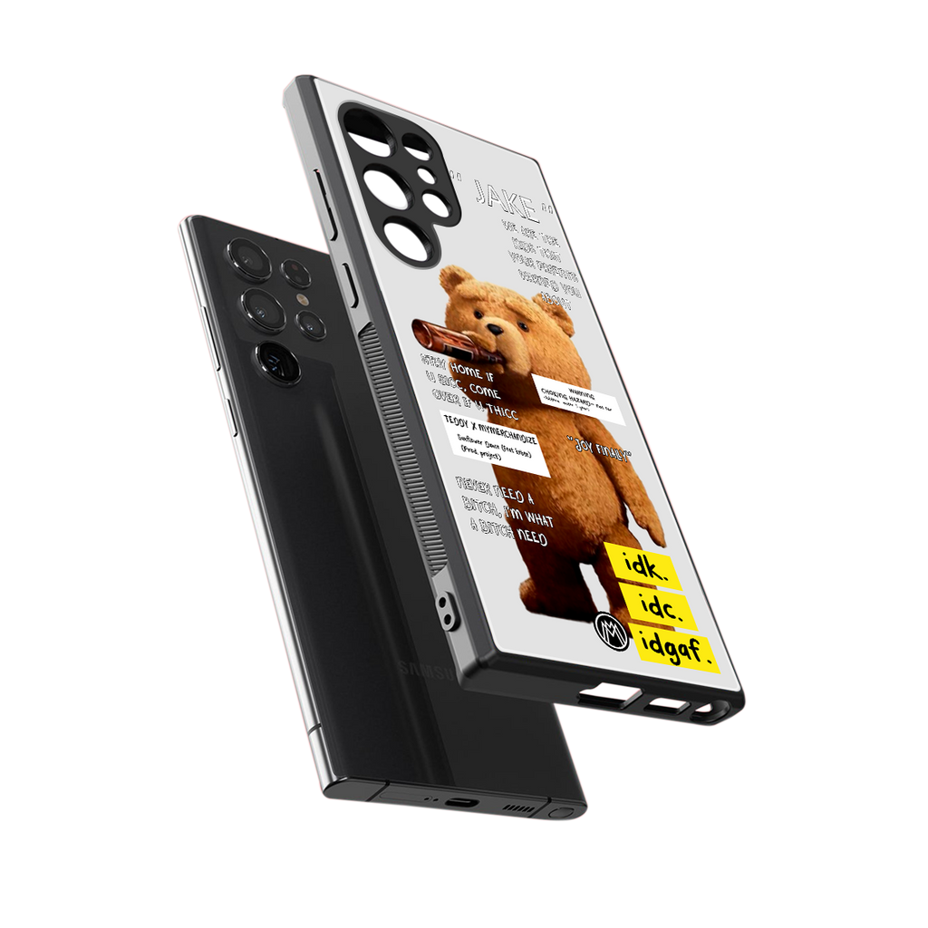 teddy back phone cover | glass case for samsung galaxy s23 ultra