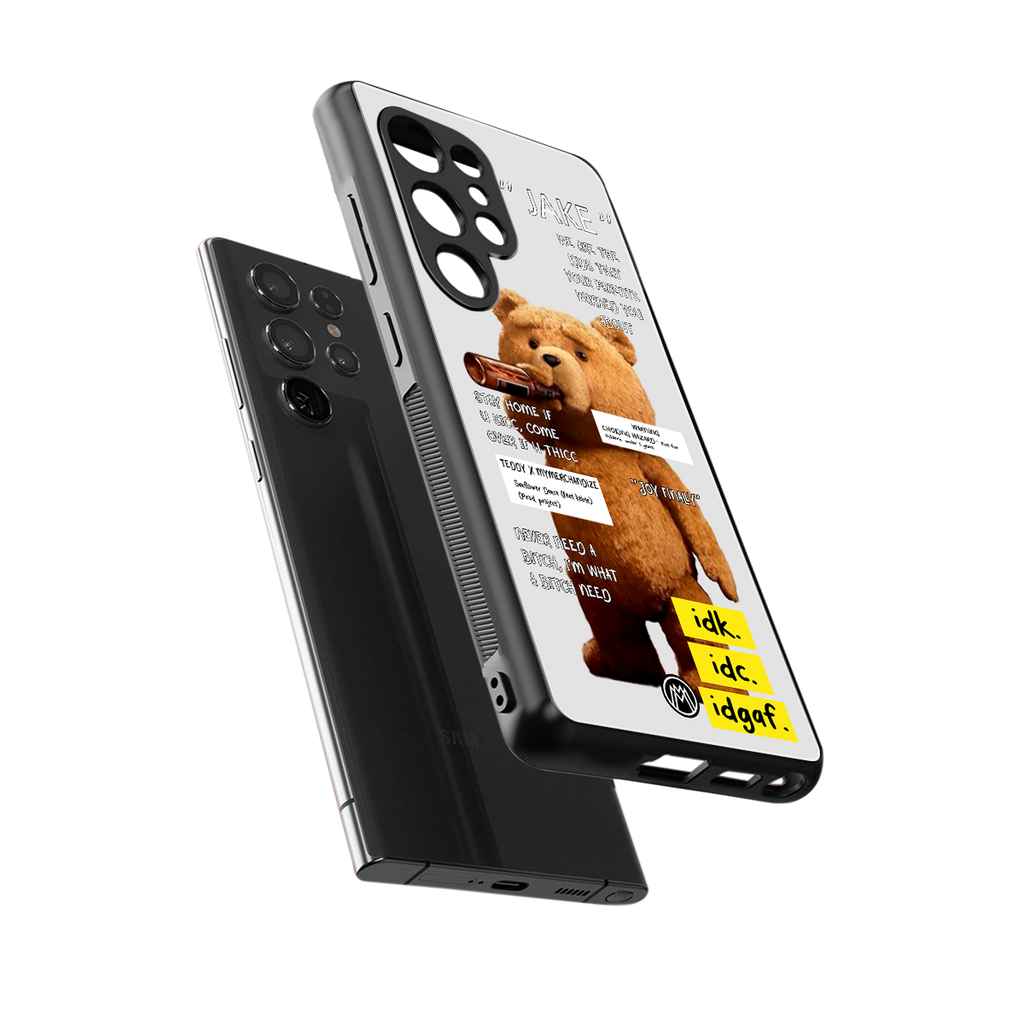 teddy back phone cover | glass case for samsung galaxy s25 ultra