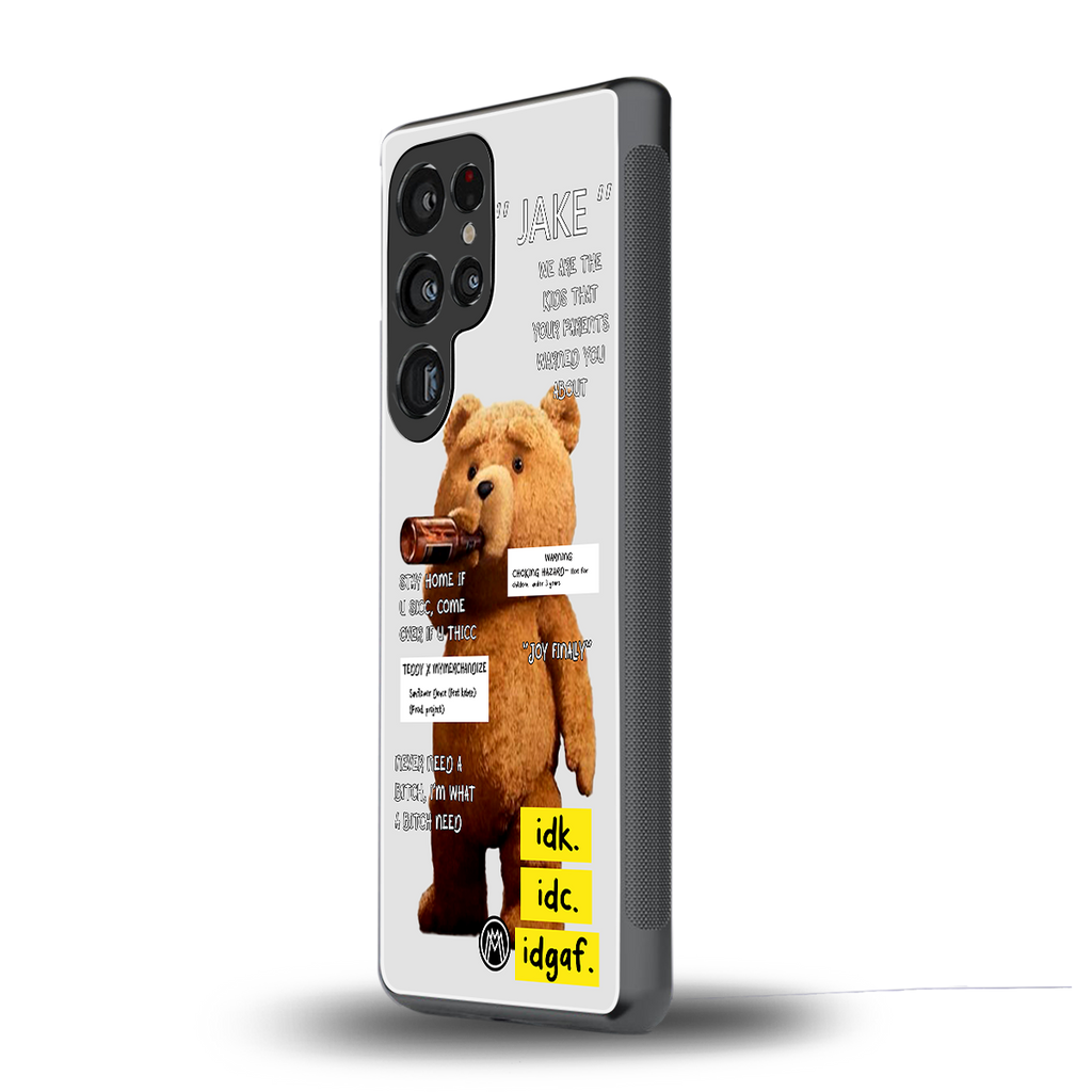 teddy back phone cover | glass case for samsung galaxy s25 ultra