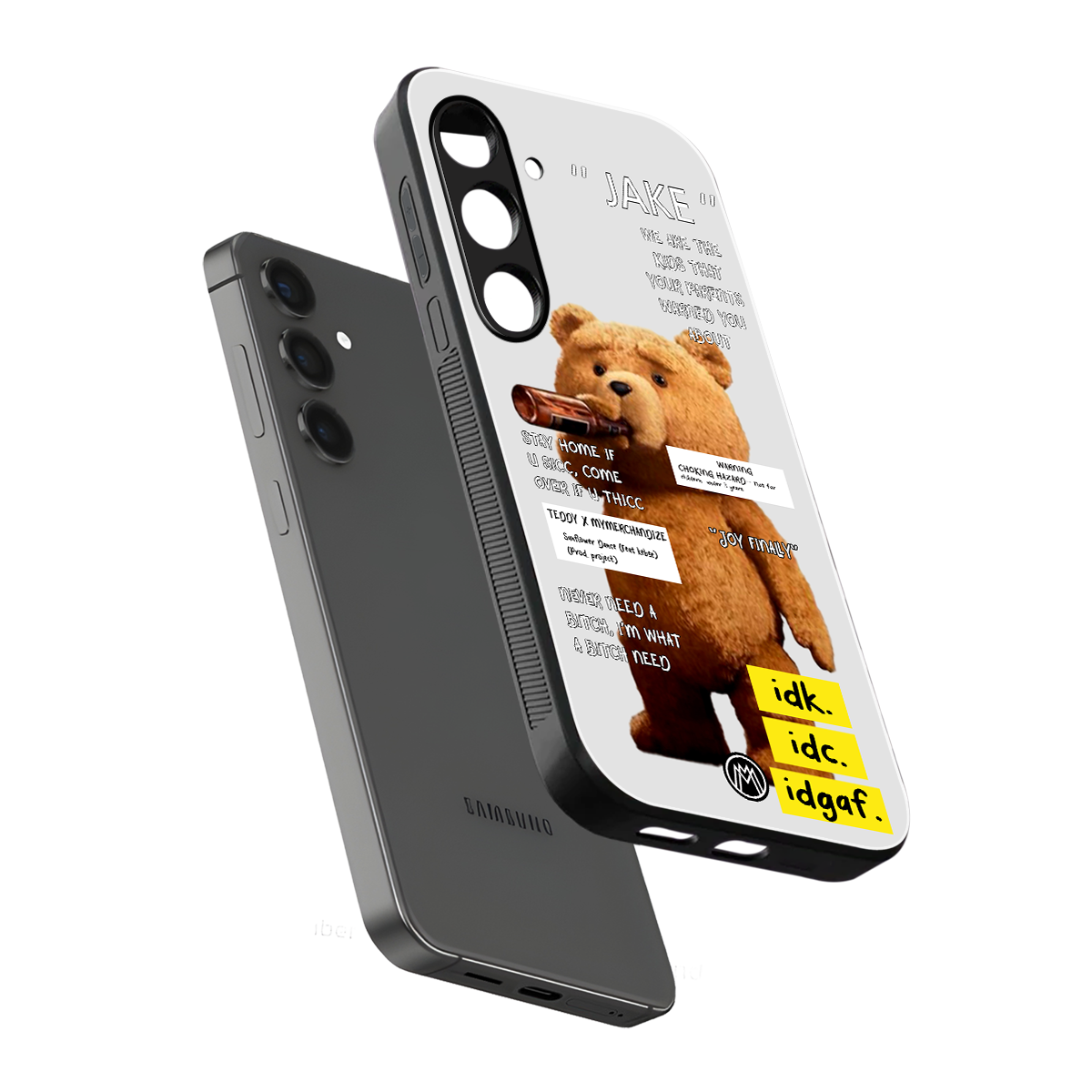 teddy back phone cover | glass case for samsung galaxy s25 plus
