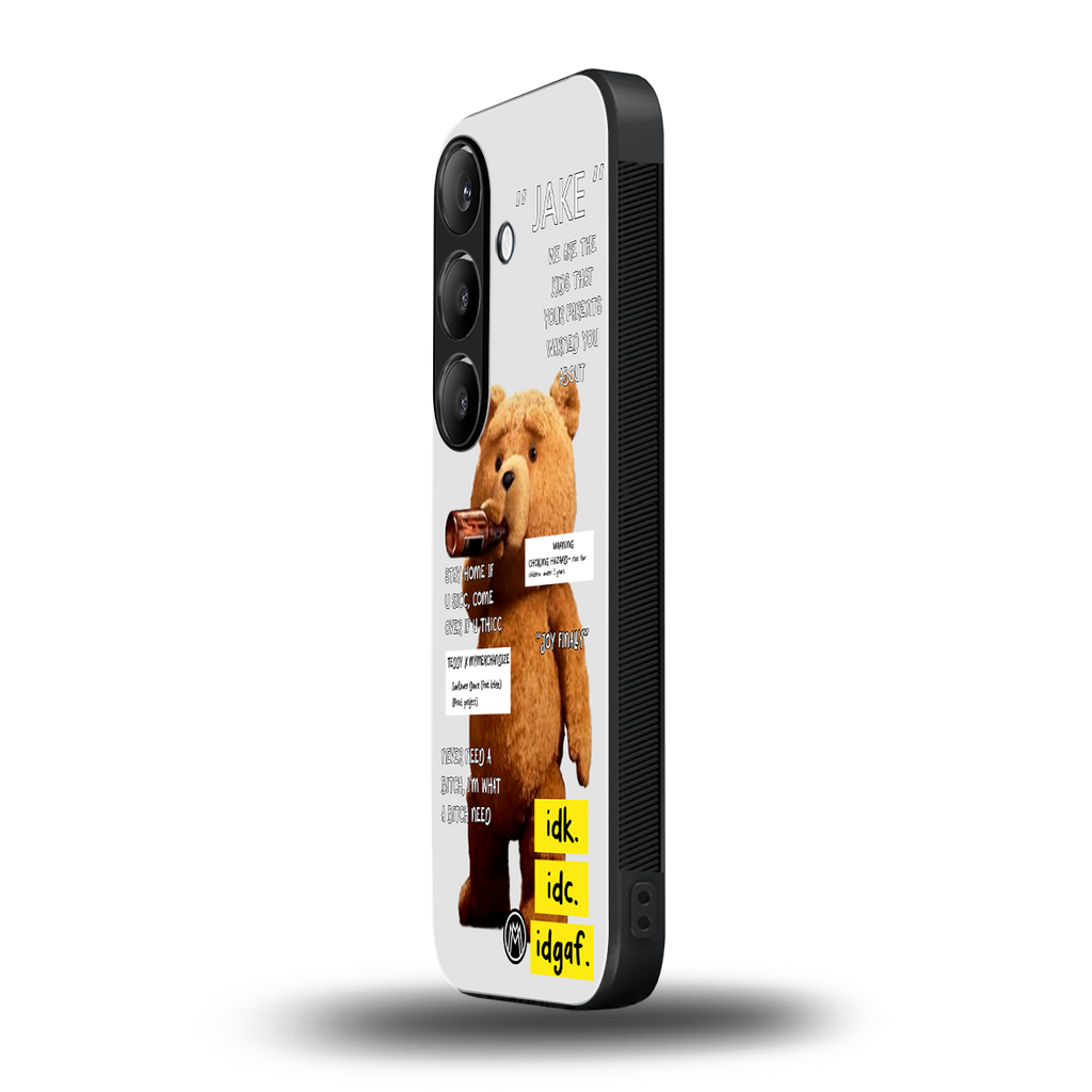 teddy back phone cover | glass case for samsung galaxy s25 plus