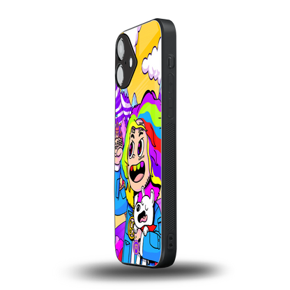 tekashi 6ix9ine back phone cover | glass case for iphone 16 plus