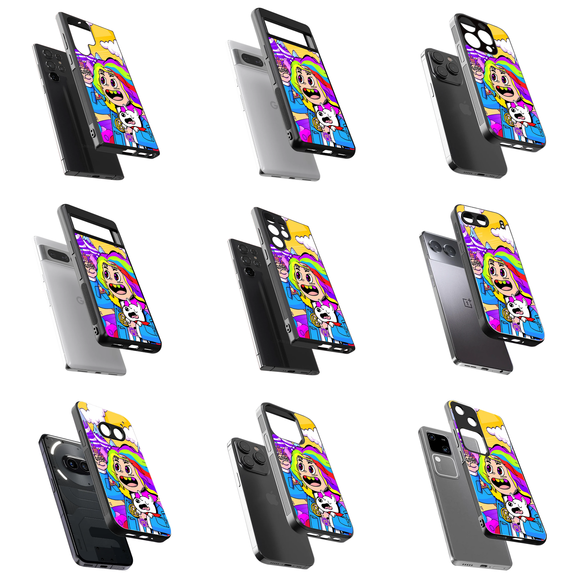 Durable Glass Back Mobile Case for iPhone, Samsung, OnePlus, Google Pixel, Redmi, Vivo, Oppo