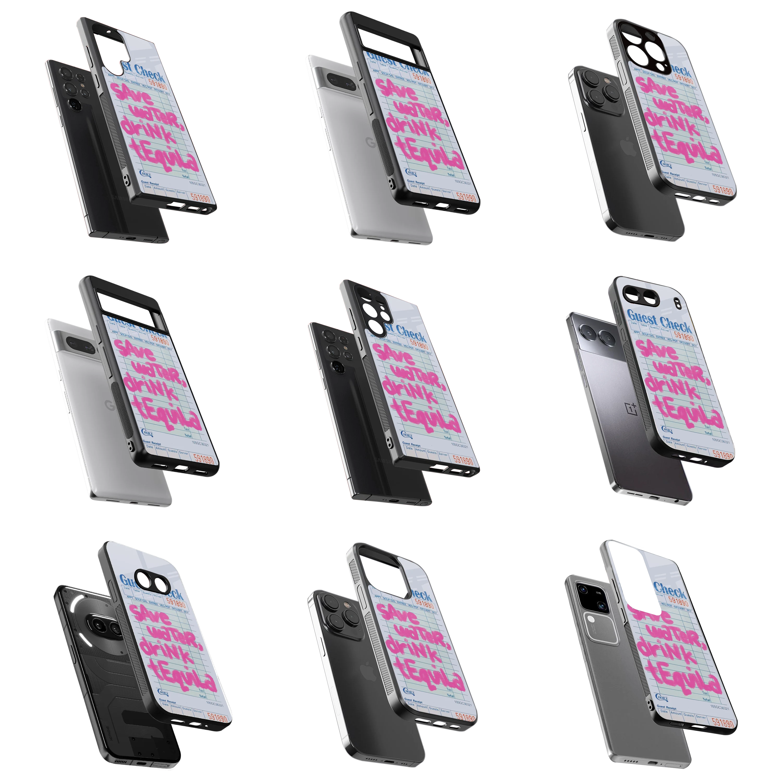 Durable Glass Back Mobile Case for iPhone, Samsung, OnePlus, Google Pixel, Redmi, Vivo, Oppo