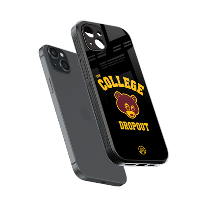the college dropout back phone cover | glass case for iphone 15 plus