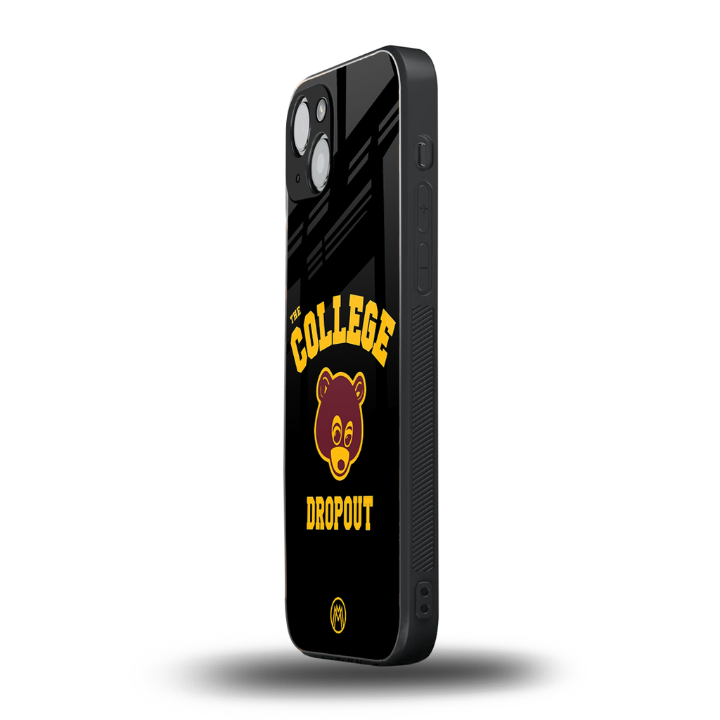 the college dropout back phone cover | glass case for iphone 15 plus