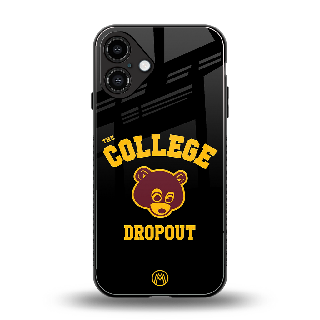the college dropout back phone cover | glass case for iphone 16 plus