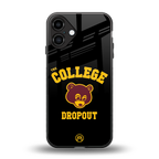 the college dropout back phone cover | glass case for iphone 16 plus