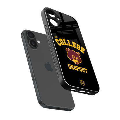 the college dropout back phone cover | glass case for iphone 16 plus