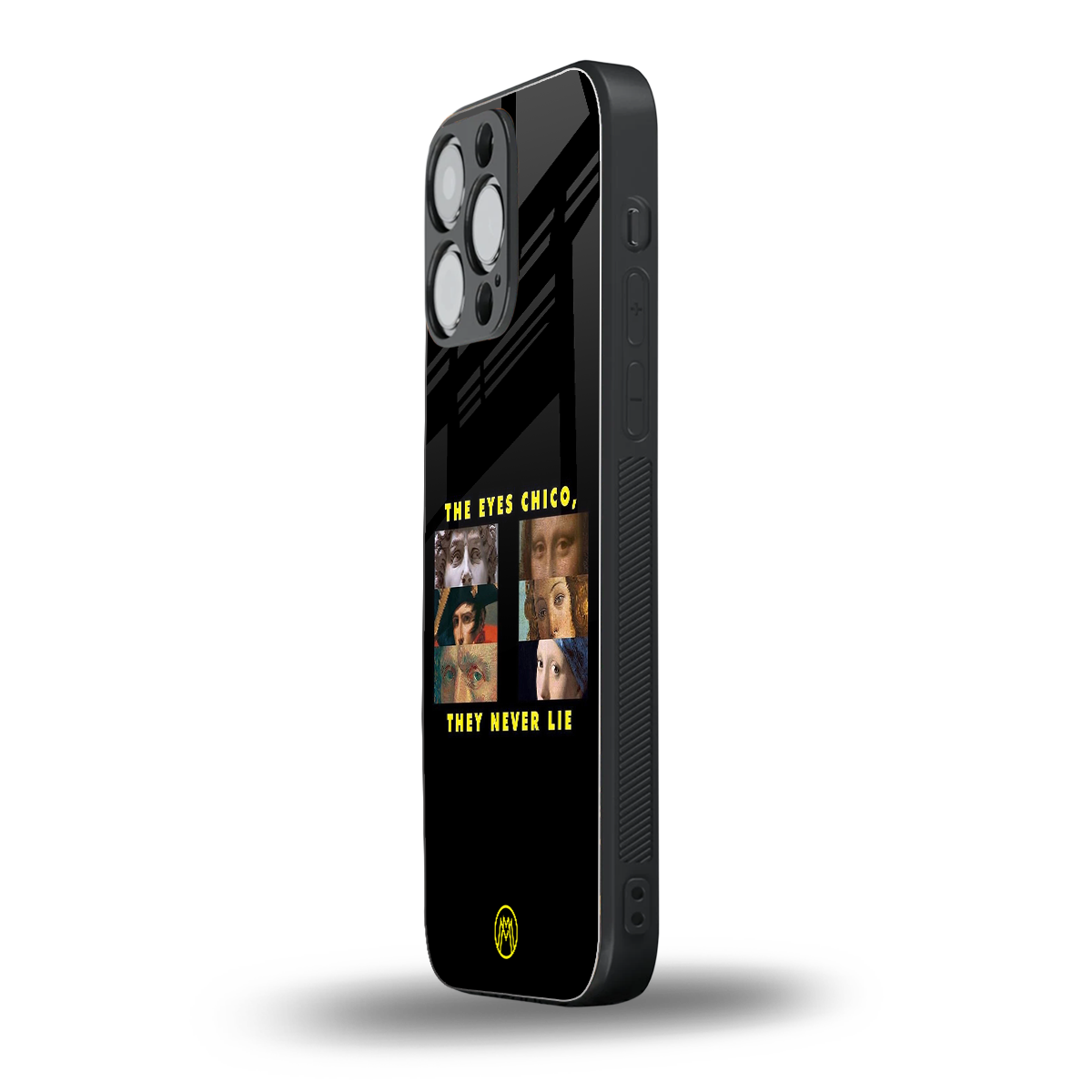 the eyes chico, they never lie movie quote back phone cover | glass case for iphone 16 pro max