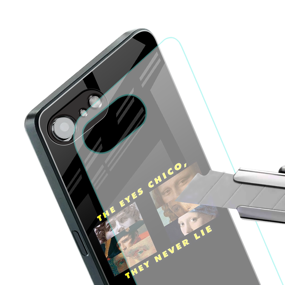 the eyes chico, they never lie movie quote back phone cover | glass case for iphone 16e