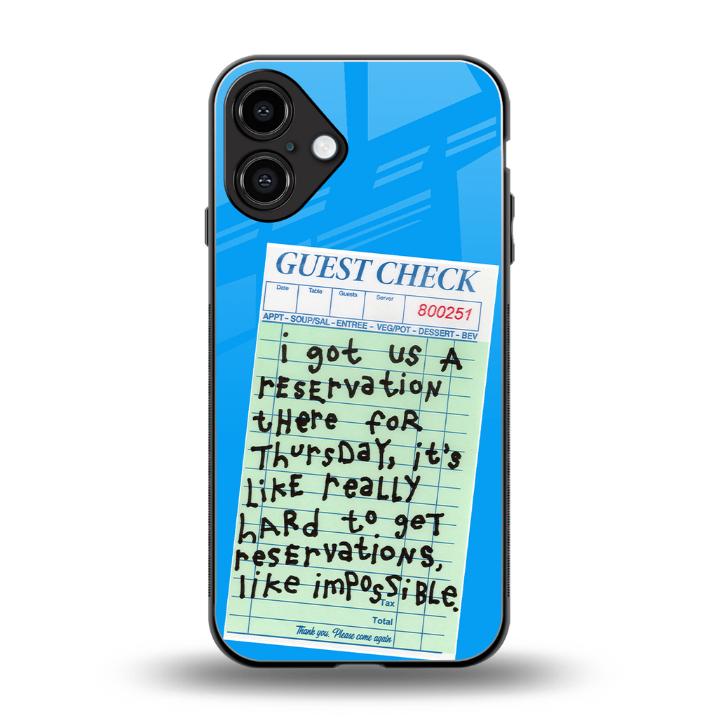 the reservation back phone cover | glass case for iphone 16 plus