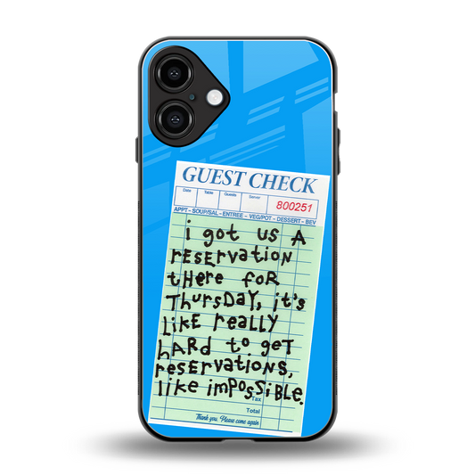 the reservation back phone cover | glass case for iphone 16 plus
