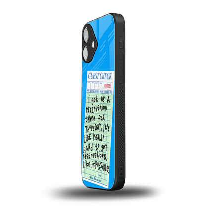 the reservation back phone cover | glass case for iphone 16 plus