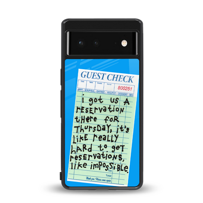 the reservation back phone cover | glass case for Google Pixel 6A