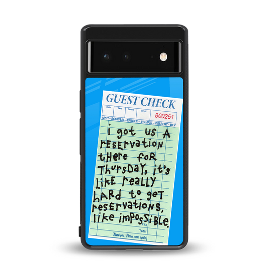 the reservation back phone cover | glass case for Google Pixel 6A