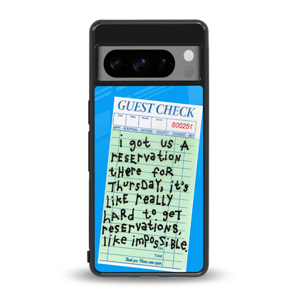 the reservation back phone cover | glass case for google pixel 8 pro