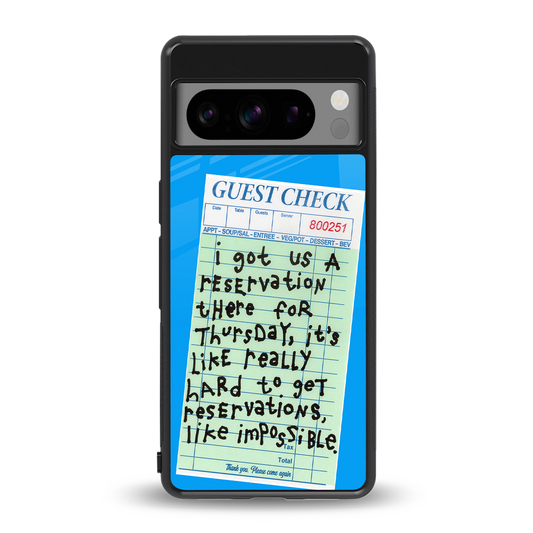 the reservation back phone cover | glass case for google pixel 8 pro