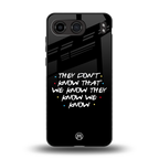 they don't know that we know - friends back phone cover | glass case for oneplus nord 4