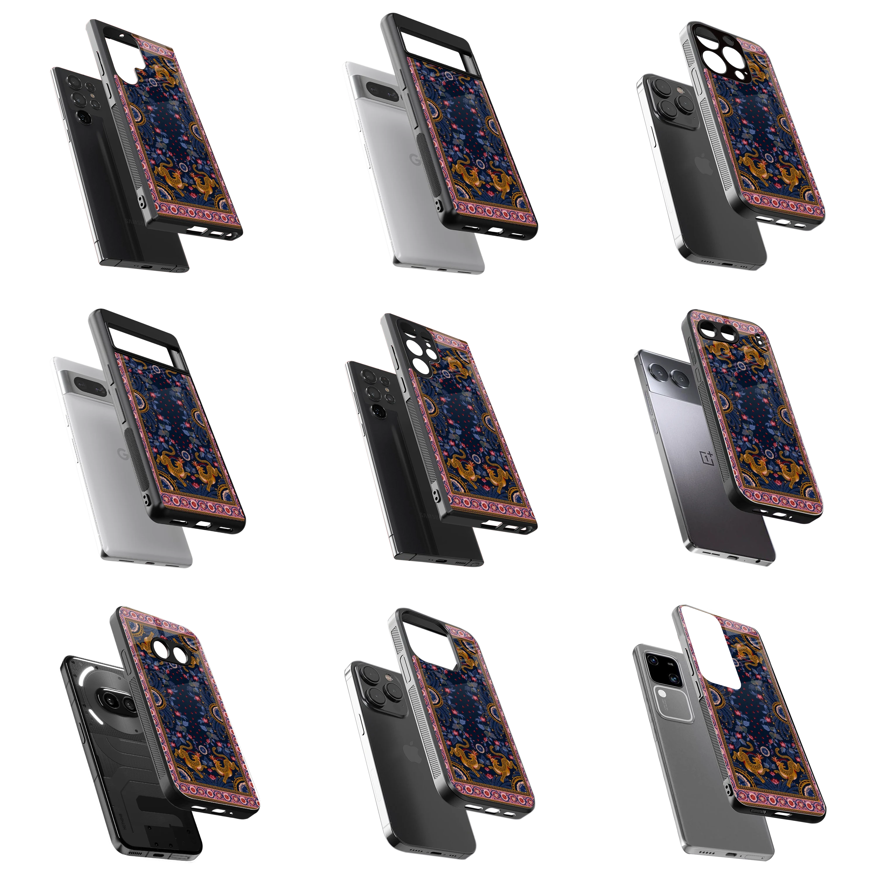 Durable Glass Back Mobile Case for iPhone, Samsung, OnePlus, Google Pixel, Redmi, Vivo, Oppo