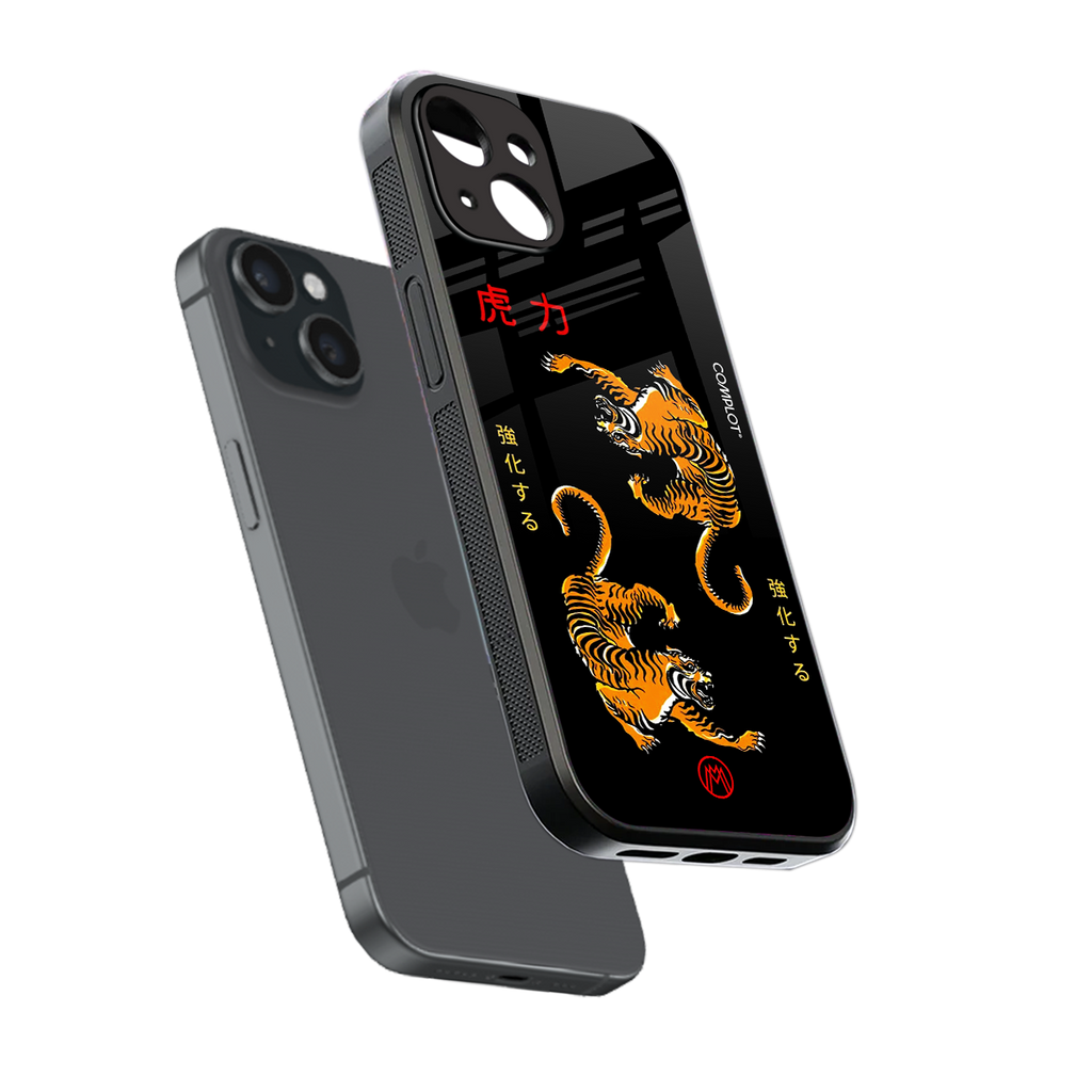 tigers black back phone cover | glass case for iphone 13 mini