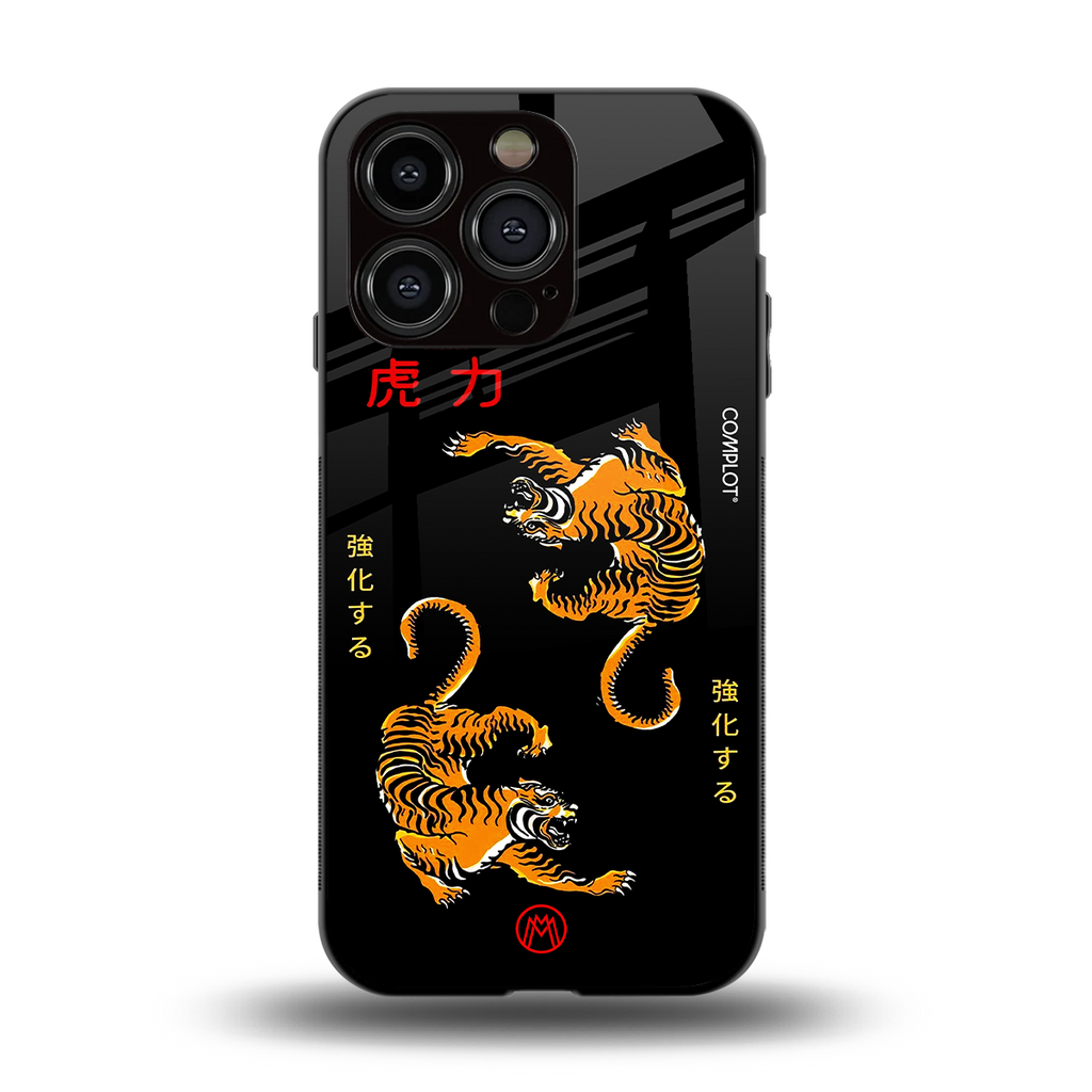 tigers black back phone cover | glass case for iphone 13 pro