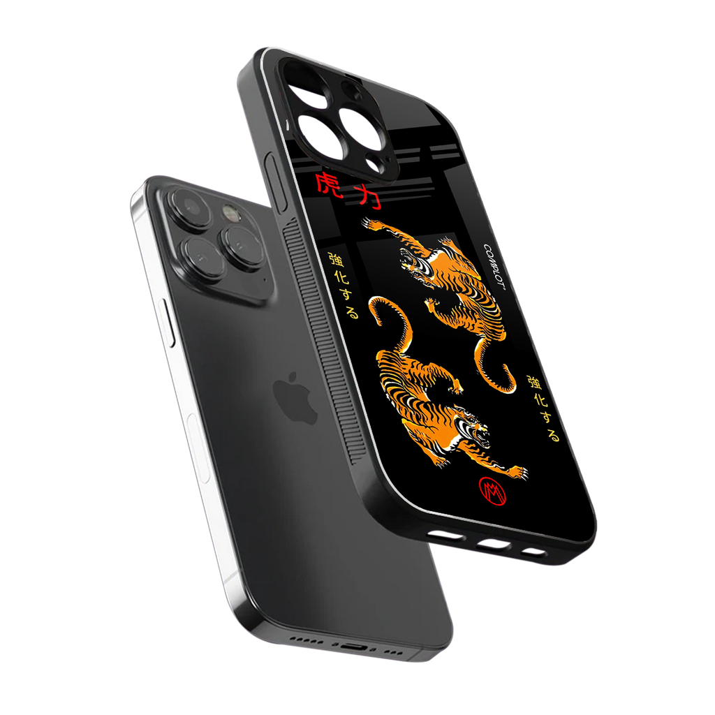 tigers black back phone cover | glass case for iphone 13 pro