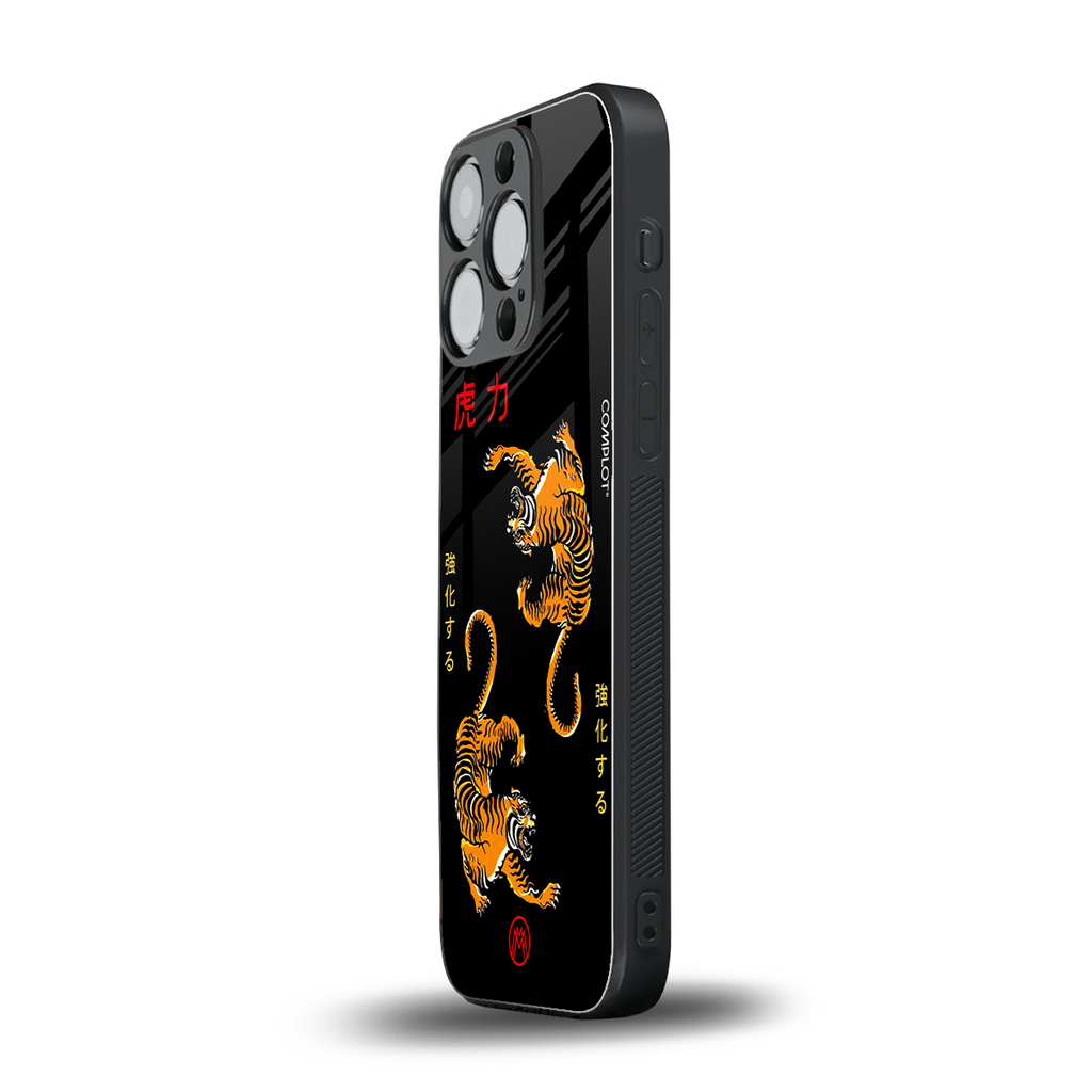 tigers black back phone cover | glass case for iphone 13 pro