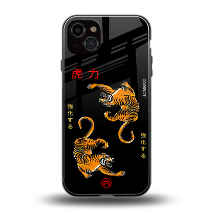 tigers black back phone cover | glass case for iphone 14 plus