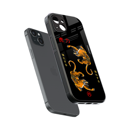 tigers black back phone cover | glass case for iphone 14 plus