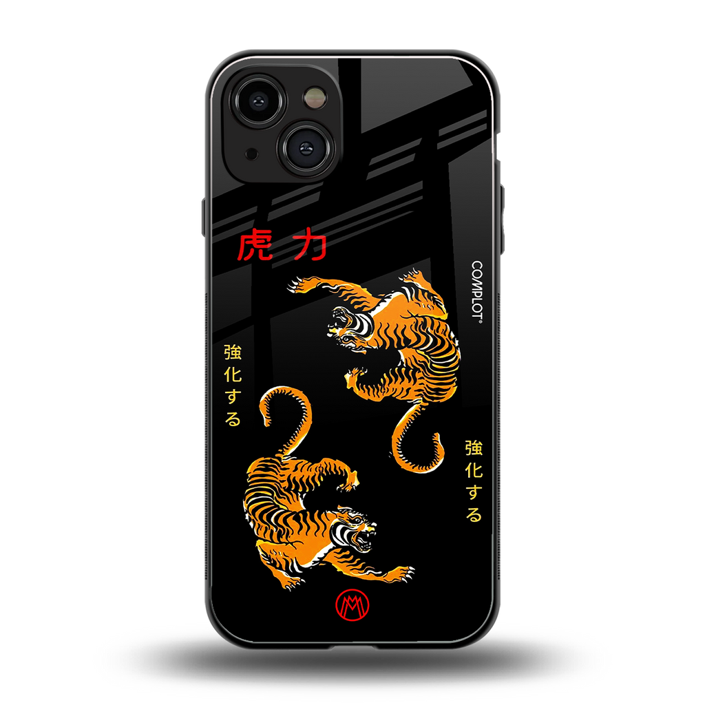 tigers black back phone cover | glass case for iphone 15