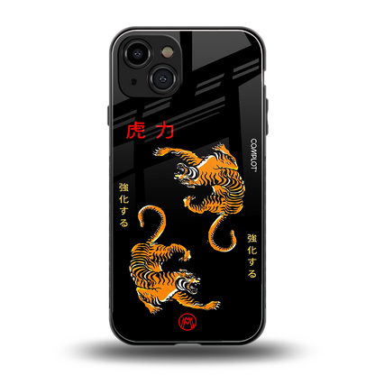 tigers black back phone cover | glass case for iphone 15