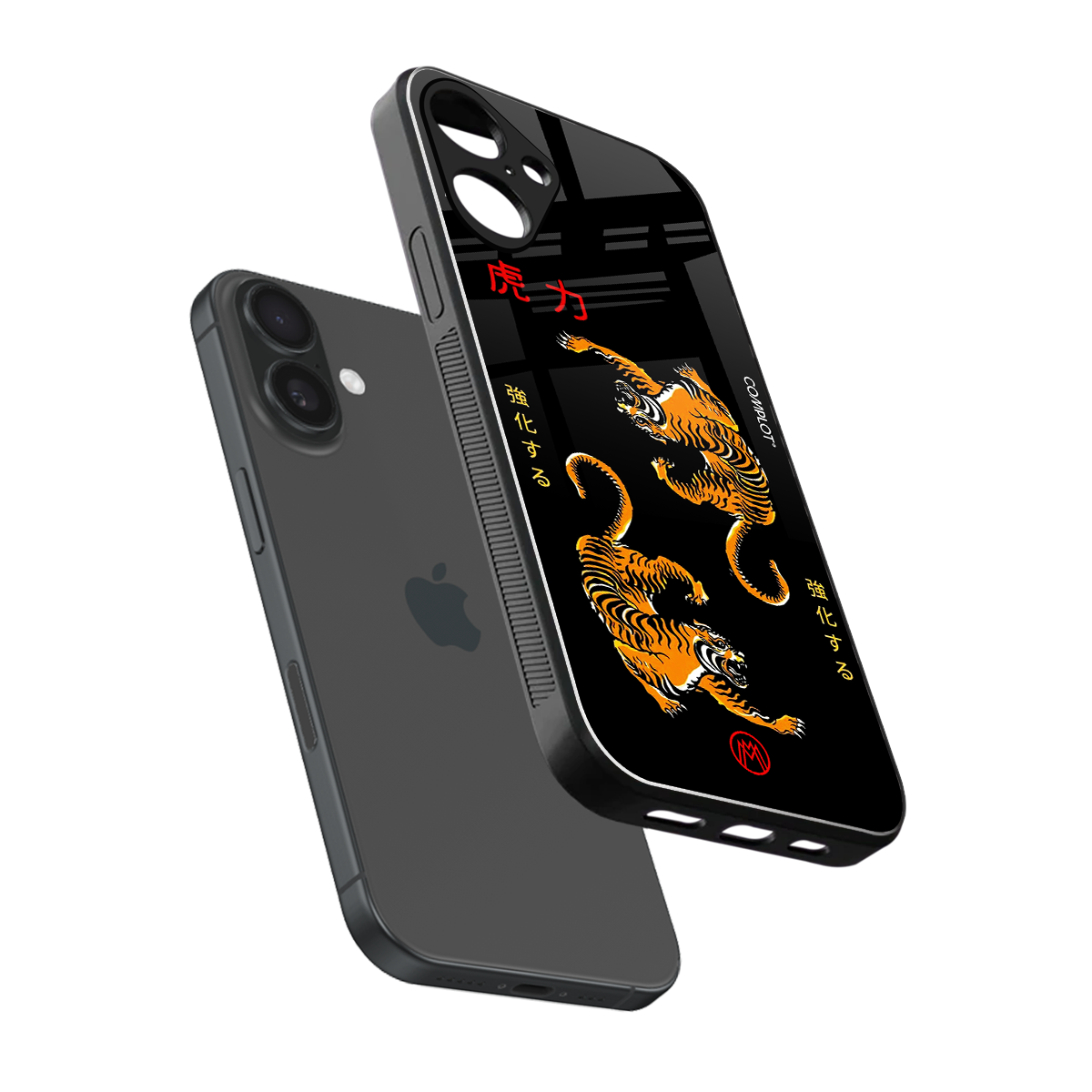 tigers black back phone cover | glass case for iphone 16 plus
