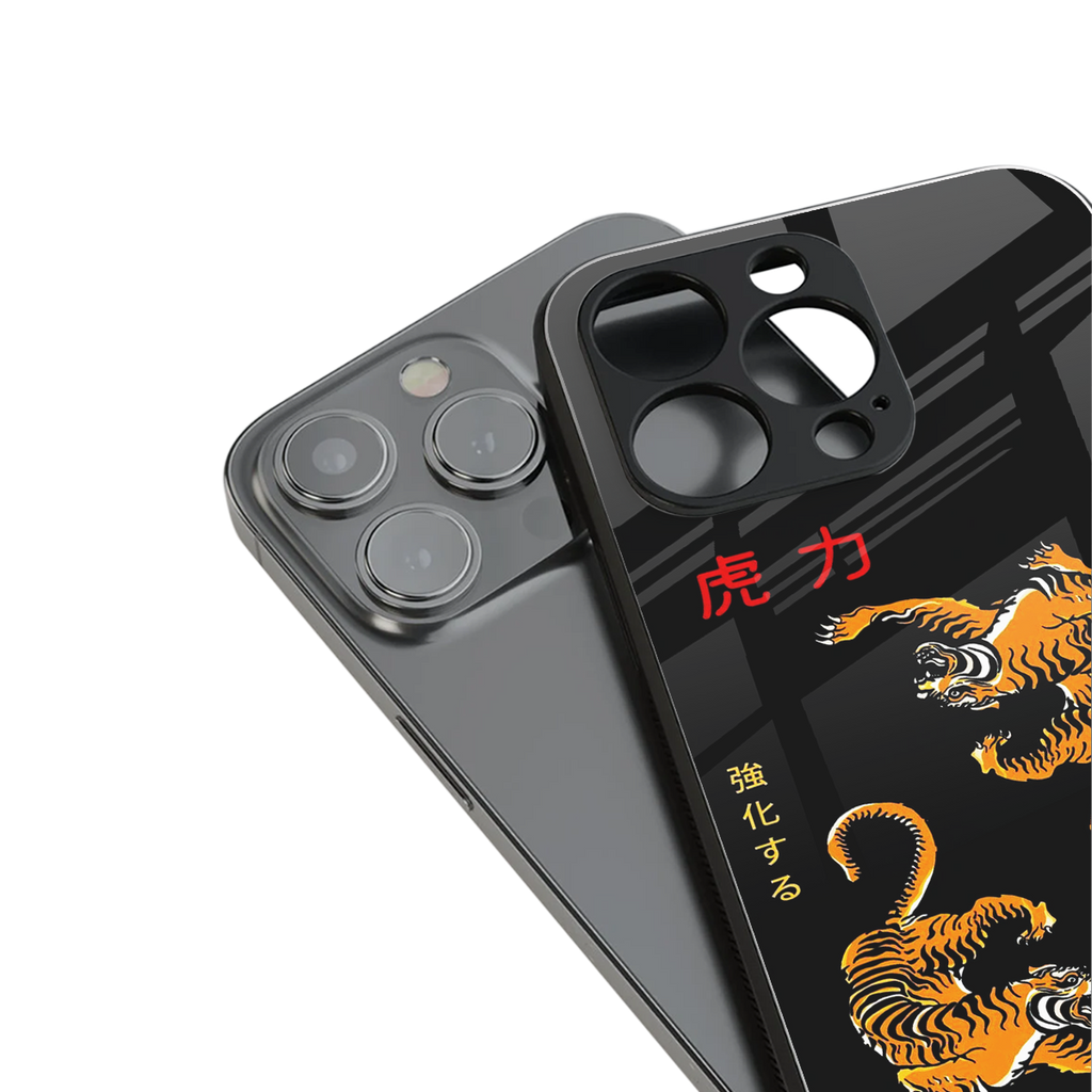 tigers black back phone cover | glass case for iphone 13 pro
